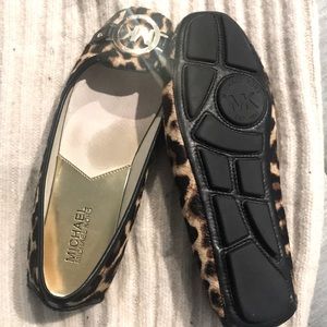 Michael Kors leopard flats with gold emblem